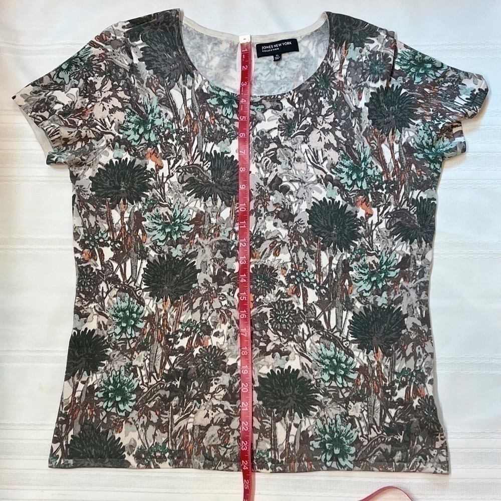 Jones New York Sweater Silk blend Short Sleeve Floral Pullover Sweater Sz XL EUC - Picture 8 of 8